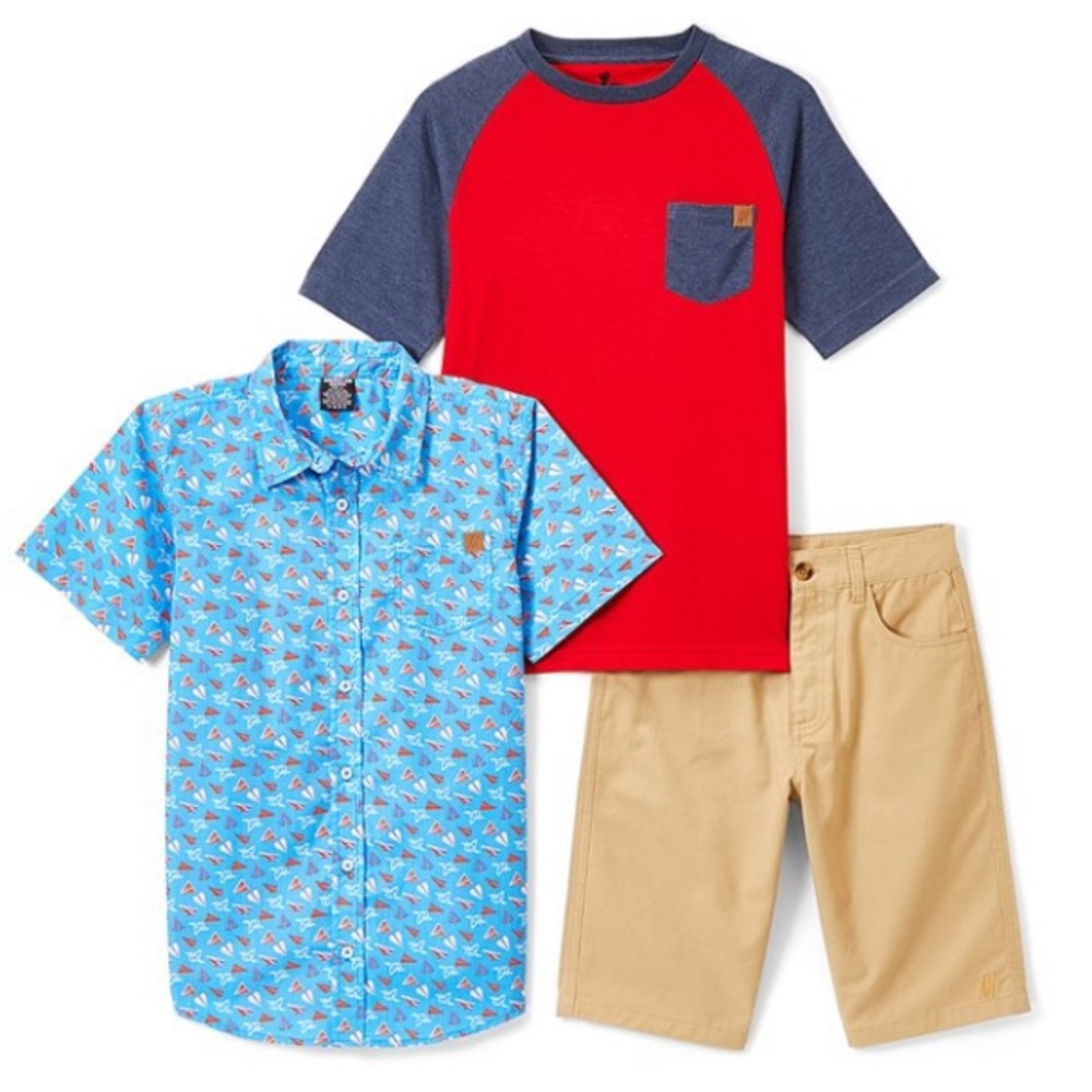 Red & Blue Boys short sleeve Raglan Tee Set of 3